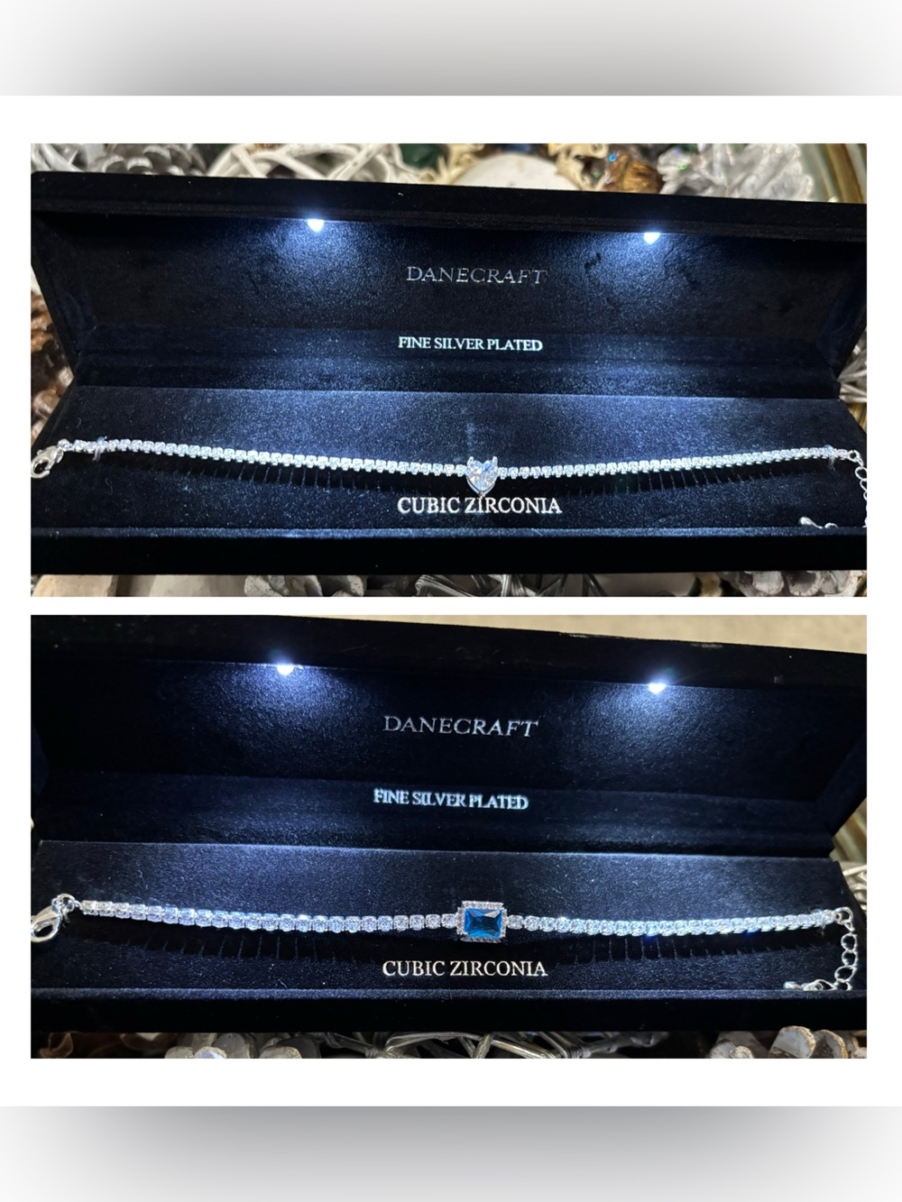 Danecraft Silver-Plated Necklace with Blue Cubic Zirconia